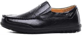 img 3 attached to 👞 VanciLin 228Black Leather Loafers: Stylish Men's Slip-On Shoes