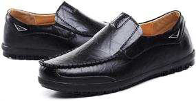 img 2 attached to 👞 VanciLin 228Black Leather Loafers: Stylish Men's Slip-On Shoes