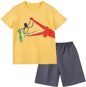 img 4 attached to Adorable Summer Cotton Outfits: SUNFEID Toddler Boy Clothes Set – T-Shirt & Shorts Combo (2 Packs, Sizes 2-7T)