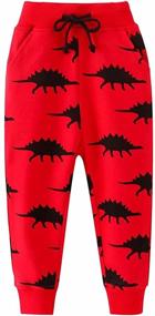 img 4 attached to 🦖 Elastic Drawstring Dinosaur Sweatpants for Boys