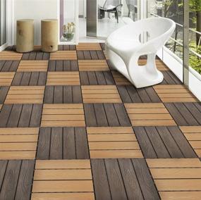 img 1 attached to 🏞️ 12 x 12 Inch Coffee Interlocking Patio Flooring Tiles, Wood-Plastic Composite Material, Indoor/Outdoor Deck and Patio Flooring