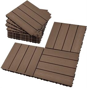 img 4 attached to 🏞️ 12 x 12 Inch Coffee Interlocking Patio Flooring Tiles, Wood-Plastic Composite Material, Indoor/Outdoor Deck and Patio Flooring