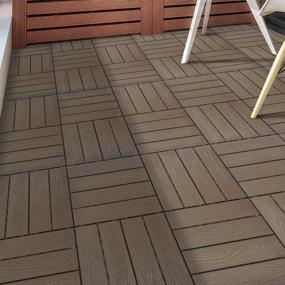 img 3 attached to 🏞️ 12 x 12 Inch Coffee Interlocking Patio Flooring Tiles, Wood-Plastic Composite Material, Indoor/Outdoor Deck and Patio Flooring