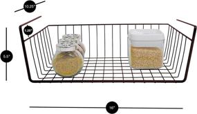 img 2 attached to 🔗 Smart Design Undershelf Storage Basket - Medium Size for Organized Shelves, Cabinets, and Pantries - Rust Resistant Steel Metal Wire - 16x5.5 Inch - Bronze