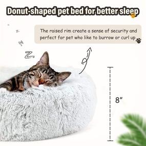 img 3 attached to YITO Cat Beds: 20&quot; &amp; 24&quot; Round Donut Cuddler for Indoor Cats 🐱 & Small Dogs - Snuggle Puppy Cushion, Washable Fluffy Pet Sofa, Soft Plush Marshmallow Bed