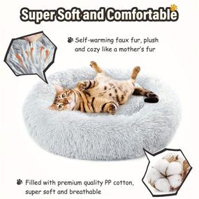 img 2 attached to YITO Cat Beds: 20&quot; &amp; 24&quot; Round Donut Cuddler for Indoor Cats 🐱 & Small Dogs - Snuggle Puppy Cushion, Washable Fluffy Pet Sofa, Soft Plush Marshmallow Bed