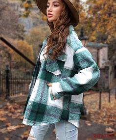 img 2 attached to 👚 Ritatte Family Girls' Women's Shacket Jacket: Stylish Plaid Flannel Wool Blend Shirt Coat for Casual Chic