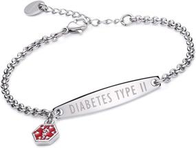 img 4 attached to 💉 Гравированная медицинская браслетка для девочек и мальчиков с диабетом - Linnalove Jewelry