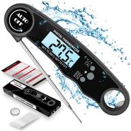 🌡️ ewaves digital instant read meat thermometer: ultra fast waterproof kitchen cooking food thermometer with backlight, magnet, calibration & foldable long probe for kitchen grilling bbq outdoor (black) logo