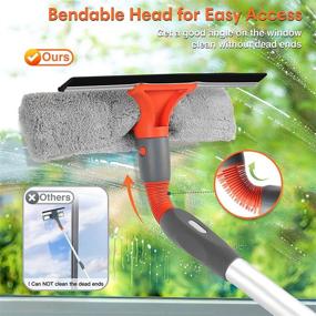 img 2 attached to 🧼 2 in 1 Window Squeegee Cleaner, LAZCOZY Telescopic Window Glass Cleaning Tool with Extension Pole - Ideal for Indoor Outdoor High Window Car Cleaning, Bendable Head Design with 61‘’ Reach and 3 Pads Included