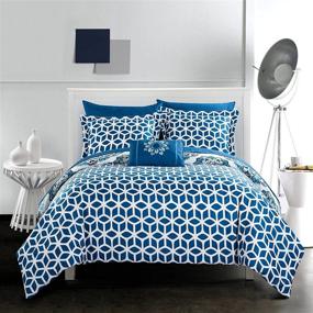 img 3 attached to 🛏️ Chic Home Barcelona 8-Piece King Blue Reversible Comforter Set: Stylish and Versatile Bedding