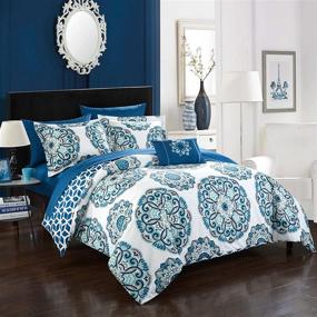 img 4 attached to 🛏️ Chic Home Barcelona 8-Piece King Blue Reversible Comforter Set: Stylish and Versatile Bedding