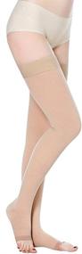 img 3 attached to 🧦 Maximize Comfort and Support with Thigh High Compression Socks: 20-30 mmHg Compression Stockings with Silicone Band