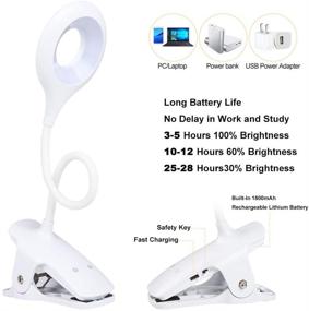 img 1 attached to 📚 LVJING 28 LED Reading Light: USB Rechargeable Lamp with 9 Settings for Eye Protection, Touch Control Clip Desk Lamp for Home, Bed, and Computer