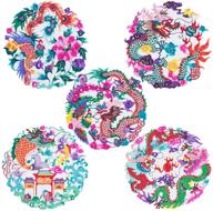 shayier china intangible cultural heritage dragon & phoenix handmade paper-cut - authentic chinese color art logo