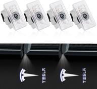 🔆 enhanced uxcer 4pcs tesla puddle lights: ultra-bright, fade-resistant logo projector for model 3 y s x accessories logo