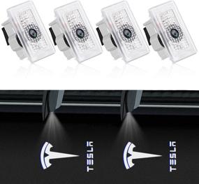 img 4 attached to 🔆 Enhanced Uxcer 4PCS Tesla Puddle Lights: Ultra-Bright, Fade-Resistant Logo Projector for Model 3 Y S X Accessories