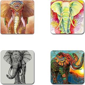 img 4 attached to 🐘 Square Coaster Set with Elephant Pattern