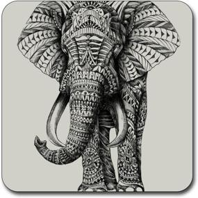 img 1 attached to 🐘 Square Coaster Set with Elephant Pattern