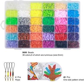 img 3 attached to 🧩 Bulk Fuse Beads Kit - Ultimate Craft Set for Beading, 3D Art Projects - Includes 9600 Assorted Beads, 10 Pegboards, 4 Beadsezers, 4 Iron Beads Papers, 30 Rings, and 4 Ropes