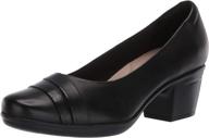 stylish and comfortable black leather women's shoes by clarks emslie mae logo