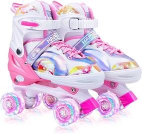 img 4 attached to 🛼 Light Up Roller Skates for Girls - Adjustable Sizes, Shining Design - Perfect Indoor/Outdoor Gifts for Kids