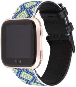 img 3 attached to 🎨 Stylish Multicolor 5 Smarmate Nylon Embroidery Freestyle Irregular Pattern Leather Band for Fitbit Versa/Versa 2/Versa Lite/Versa SE