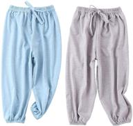 👖 soft slub cotton harem pants 2 pack for bouclede baby boys (12m-7t) - long bloomers for comfortable style logo
