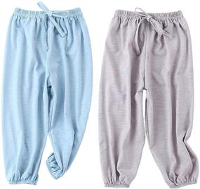 img 4 attached to 👖 Soft Slub Cotton Harem Pants 2 Pack for Bouclede Baby Boys (12M-7T) - Long Bloomers for Comfortable Style