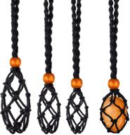 📿 adjustable necklace cord holder pendant for crystals - 3 pieces empty stone holder pendant with cord for diy jewelry bracelet necklace, 3 sizes (black) logo