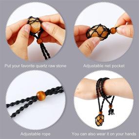 img 2 attached to 📿 Adjustable Necklace Cord Holder Pendant for Crystals - 3 Pieces Empty Stone Holder Pendant with Cord for DIY Jewelry Bracelet Necklace, 3 Sizes (Black)