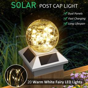 img 2 attached to Solar Powered Outdoor Post Cap Lights for 4x4 Wood and 3.5x3.5 Vinyl Posts - Waterproof, Warm White, Solar Operated, Ideal for Fence Deck, Patio, and Garden - Pack of 4