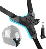 motorcycle helmet strap mount for gopro hero 9/8/7/6/5 black, session4, hero 3, dji osmo action, insta360 and more - full face helmet chin holder logo