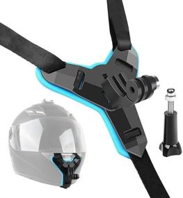 img 4 attached to Motorcycle Helmet Strap Mount for GoPro Hero 9/8/7/6/5 Black, Session4, Hero 3, DJI Osmo Action, Insta360 and More - Full Face Helmet Chin Holder