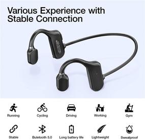 img 3 attached to 🎧 Беспроводные открытые наушники, легкие влагозащитные Bluetooth спортивные наушники с микрофоном для бега, походов, вождения, велосипедных прогулок (черные)