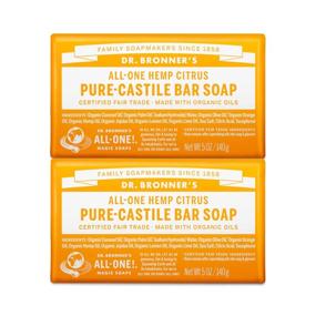 img 4 attached to 🍊 Organic Pure-Castile Bar Soap (Citrus, 5 ounce, 2-Pack) by Dr. Bronner’s - Ideal for Face, Body, and Hair, Gentle, Moisturizing, Biodegradable, Vegan, Cruelty-Free, Non-GMO