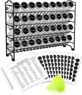 🌶️ swommoly spice rack organizer - complete set with 36 empty square spice jars, 396 spice labels, chalk marker, funnel - ideal for countertop, cabinet, or wall mount logo