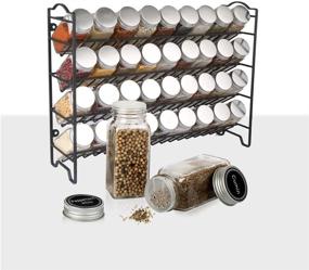 img 3 attached to 🌶️ SWOMMOLY Spice Rack Organizer - Complete Set with 36 Empty Square Spice Jars, 396 Spice Labels, Chalk Marker, Funnel - Ideal for Countertop, Cabinet, or Wall Mount