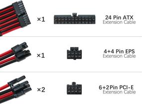 img 3 attached to HYMAVIN Набор кабелей удлинителей для блока питания с черными и красными оболочками, соединяющий кабель с 24PIN, 6+2PIN и 4+4PIN из нейлона для ATX-источника питания.