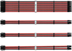img 4 attached to HYMAVIN Набор кабелей удлинителей для блока питания с черными и красными оболочками, соединяющий кабель с 24PIN, 6+2PIN и 4+4PIN из нейлона для ATX-источника питания.