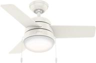 🏡 enhance your indoor space with the hunter fan company 59301 aker: 36-inch led light & pull chain control, white логотип