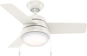 img 2 attached to 🏡 Enhance Your Indoor Space with the Hunter Fan Company 59301 Aker: 36-Inch LED Light & Pull Chain Control, White