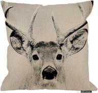 🦌 hgod designs 18 x 18 inch cotton linen decorative throw pillow cover cushion case, grey deer elk логотип