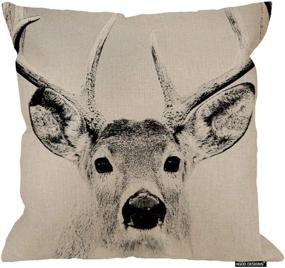 img 3 attached to 🦌 HGOD DESIGNS 18 X 18 Inch Cotton Linen Decorative Throw Pillow Cover Cushion Case, Grey Deer Elk