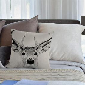 img 1 attached to 🦌 HGOD DESIGNS 18 X 18 Inch Cotton Linen Decorative Throw Pillow Cover Cushion Case, Grey Deer Elk