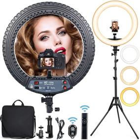 img 4 attached to 🌟 18 Inch Ring Light Kit with 73" Tripod Stand & Phone Holder: 55W, Adjustable Color Temperature, Perfect for Live Streaming, Makeup Tutorials, YouTube, and TikTok Videos