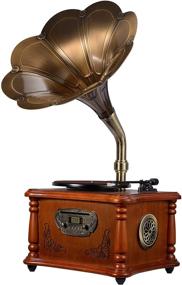 img 3 attached to Turntable Phonograph Gramophone Speakers Bluetooth