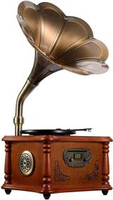 img 4 attached to Turntable Phonograph Gramophone Speakers Bluetooth