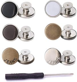 img 4 attached to 👖 Iceyli 6 Styles 12 Sets Metal Jeans Buttons Replacement (17mm) - No-Sew Nailess Design! Perfect for Cowboy Clothing & More