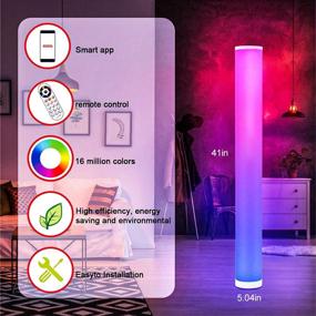 img 1 attached to 🌈 2Pack SURLED RGB Floor Lamp – Modern Music Sync Color Changing with Remote Control and App Control, 1600 Million Dimmable Options, 200+ Scene Modes for Bedroom and Living Room